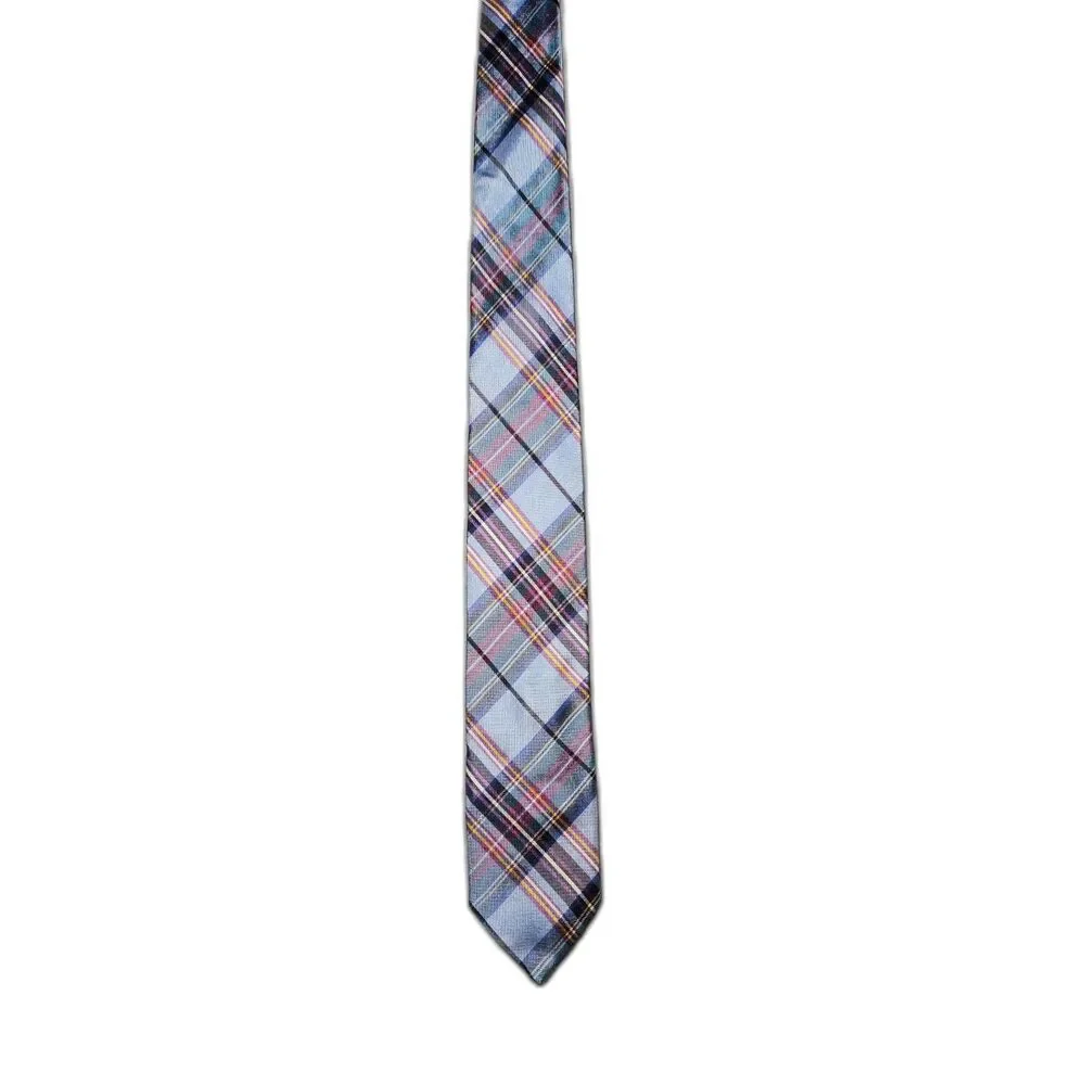 Jos A Bank Heritage Collection Mens Plaid Tie Blue Pink Yellow Classic Necktie